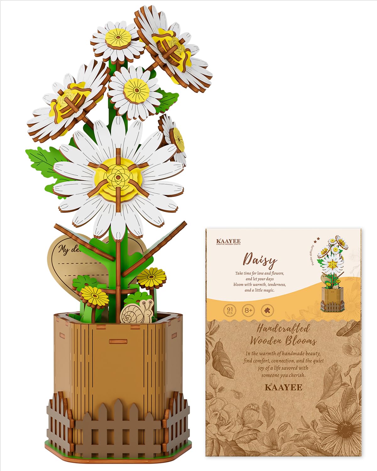 Amazon.com: KAAYEE 3D Flower Wooden Puzzles for Adults, 91 PCS